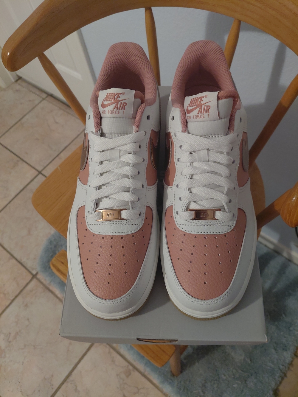 Brand New Nike Air Force 1 Low — White and Rose Gold Women’s Sneakers - Picture 2 of 6